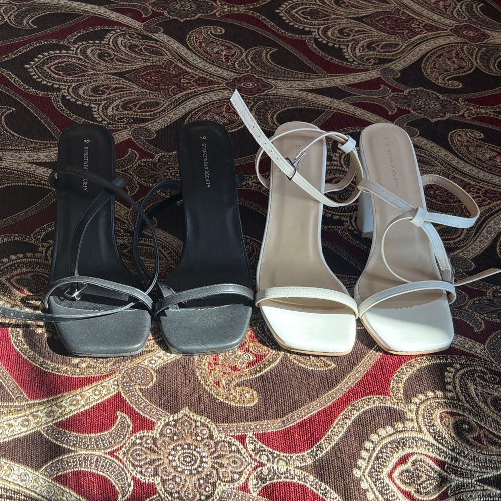 2 Elegant Black /White Women's Sandals